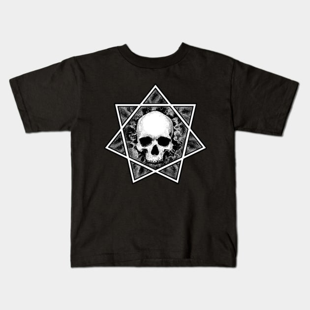 Heptagram Skull Kids T-Shirt by evillair
